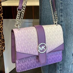 Michael Kors Greenwich Sm Color-Block Sign Logo Flap Crossbody XBODY
Dark Purple